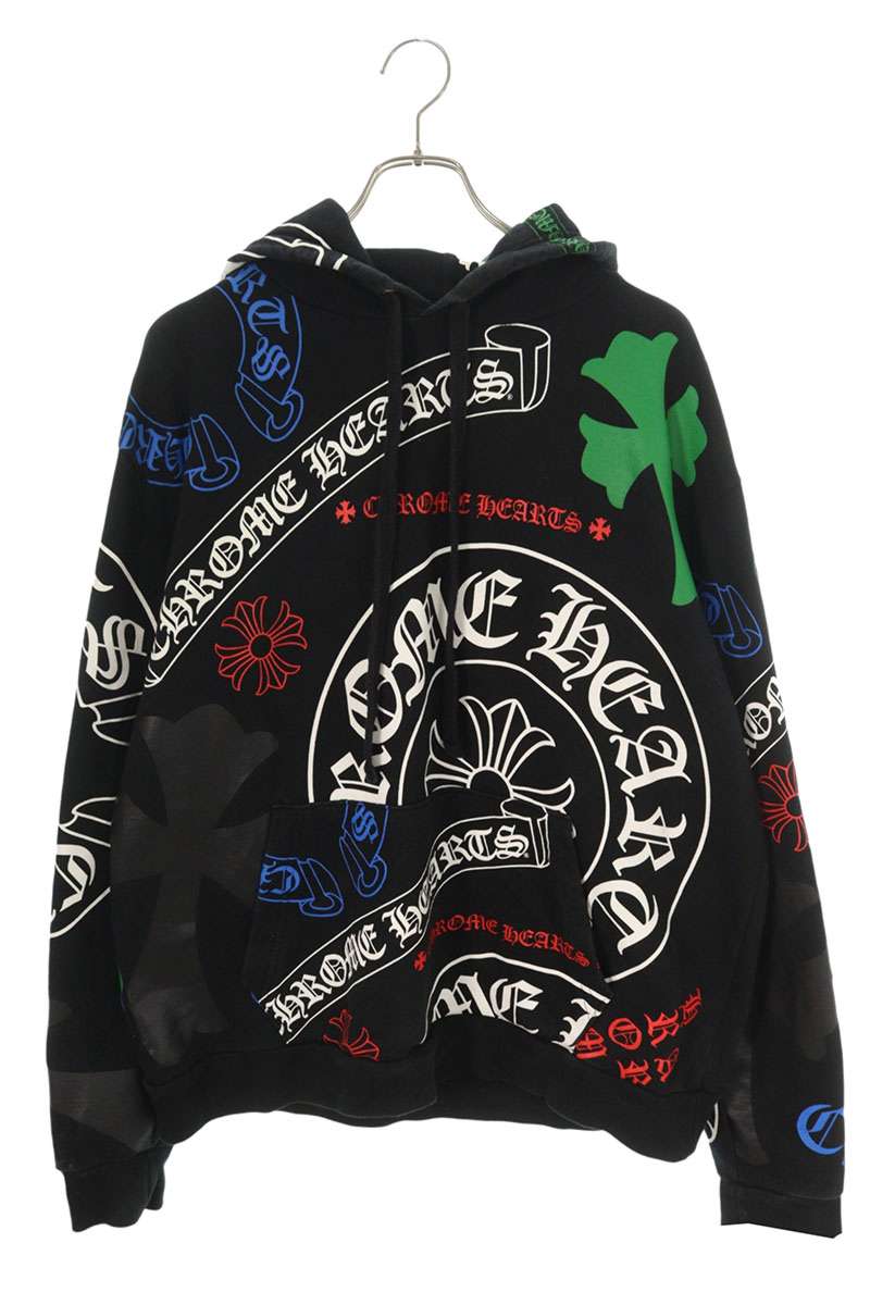 クロムハーツ Chrome Hearts　 サイズ:M STENCIL HOODIE ステンシルプリントプルオーバーパーカー(ブラック)【503062】【NO05】【メンズ】【中古】bb209#rinkan*B