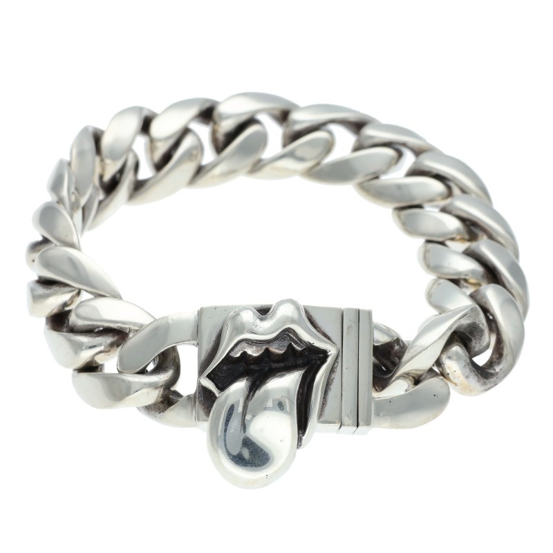 クロムハーツ Chrome Hearts 大きさ:15LINK  ID BOX LIPSTONGUE リップアンドタンボックスID しろがね色腕輪(しろがね色 123.06g)【703062】【SS07】【小物】【中古】bb17#rinkan*B