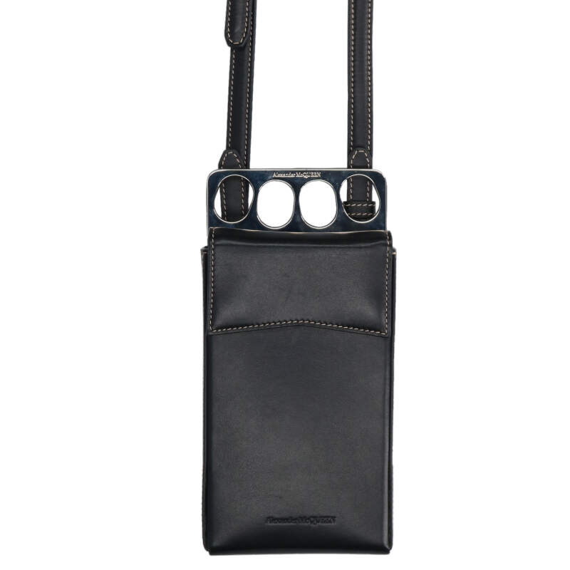 アレキサンダーマックイーン Alexander McQUEEN　 グリップカードホルダーケースショルダーバッグ(ブラック×シルバー)【104062】【BS99】【小物】【中古】bb18#rinkan*B