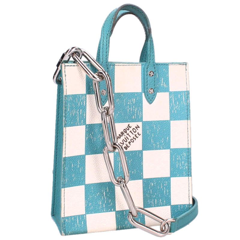 ルイヴィトン LOUISVUITTON   N60495 サックプラXS ダミエストラップ付き添い人2WAYショルダーバッグ(青緑色調)【104062】【BS99】【小物】【中古】bb440#rinkan*C