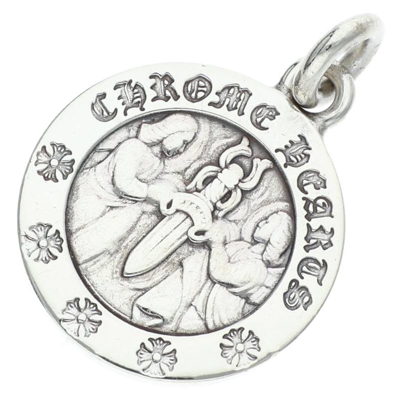 クロムハーツ Chrome Hearts   CHRM ANGL MDL エンジェルメダルチャーム V2 しろがね色首飾りとっ始め(しろがね色 6.11g)【113062】【NO05】【小物】【中古】bb30#rinkan*B