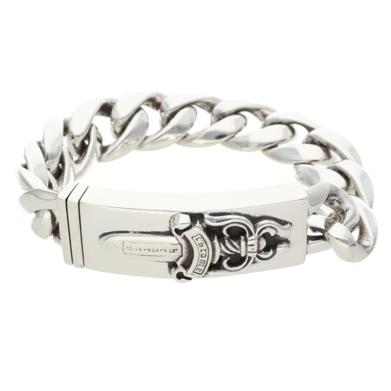 クロムハーツ Chrome Hearts 大きさ:11LINK  ID DAGGER ダガーID古典派音楽繋がり しろがね色腕輪(しろがね色 111.89g)【113062】【NO05】【小物】【中古】bb187#rinkan*B