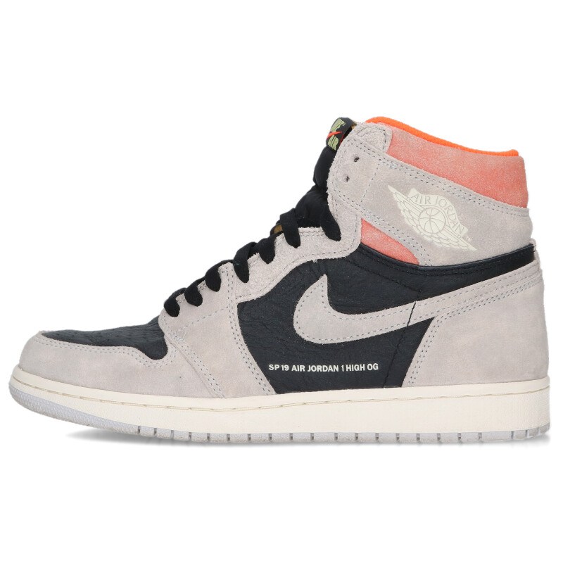 ナイキ NIKE　 サイズ:27cm AIR JORDAN 1 RETRO HIGH OG 555088-018 エアジョーダン1ハイオージーハイパークリムゾンスニーカー(グレー×オレンジ)【903062】【BS99】【メンズ】【小物】【中古】bb187#rinkan*B