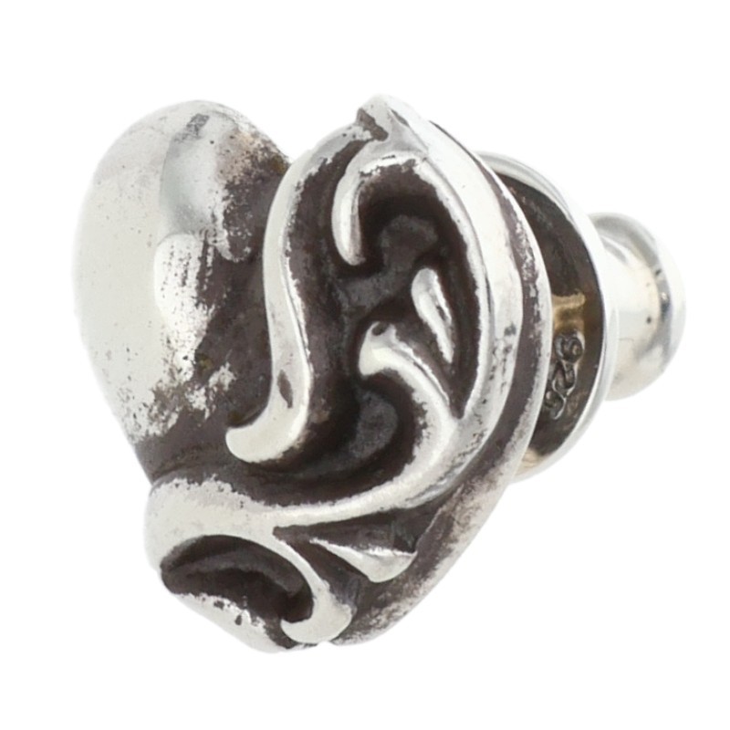 クロムハーツ Chrome Hearts   STUD HEART ハートスタッド しろがね色ピアス(しろがね色 1.44g)【803062】【GZ11】【小物】【中古】bb389#rinkan*B