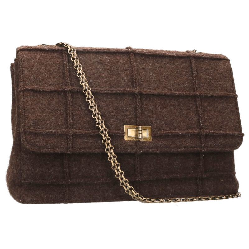 シャネル CHANEL　 2.55 チョコバー ウールチェーンショルダーバッグ(ダークブラウン)【403062】【SB01】【小物】【中古】bb459#rinkan*B