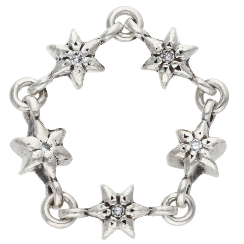 クロムハーツ Chrome Hearts　 サイズ:9号 CHN TNY STAR DMND タイニースター ダイヤ シルバーリング(シルバー×クリア 4.59g)【703062】【SJ02】【小物】【中古】bb17#rinkan*B