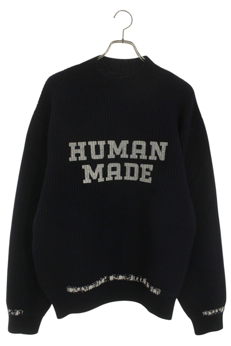ヒューマンお手伝いさん HUMAN MADE 大いさ:XL  HM30CS011 ロゴプリントニット(米国海軍)【803062】【BS55】【メンズ】【中古】bb429#rinkan*B トップス-ニット・セーター-メンズファッション