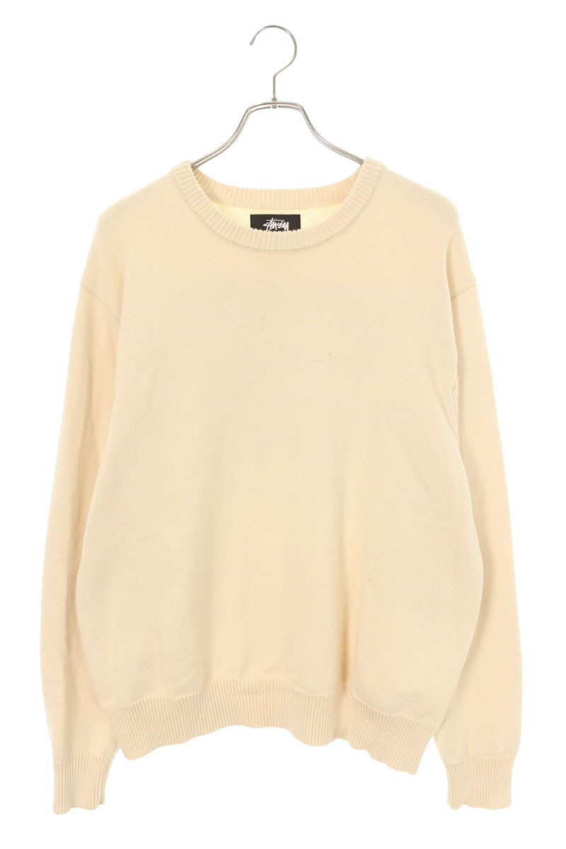ステューシー STUSSY　 サイズ:L バックロゴ刺繍ニット(オフホワイト×レッド×ブラック)【803062】【BS99】【メンズ】【中古】bb466#rinkan*B