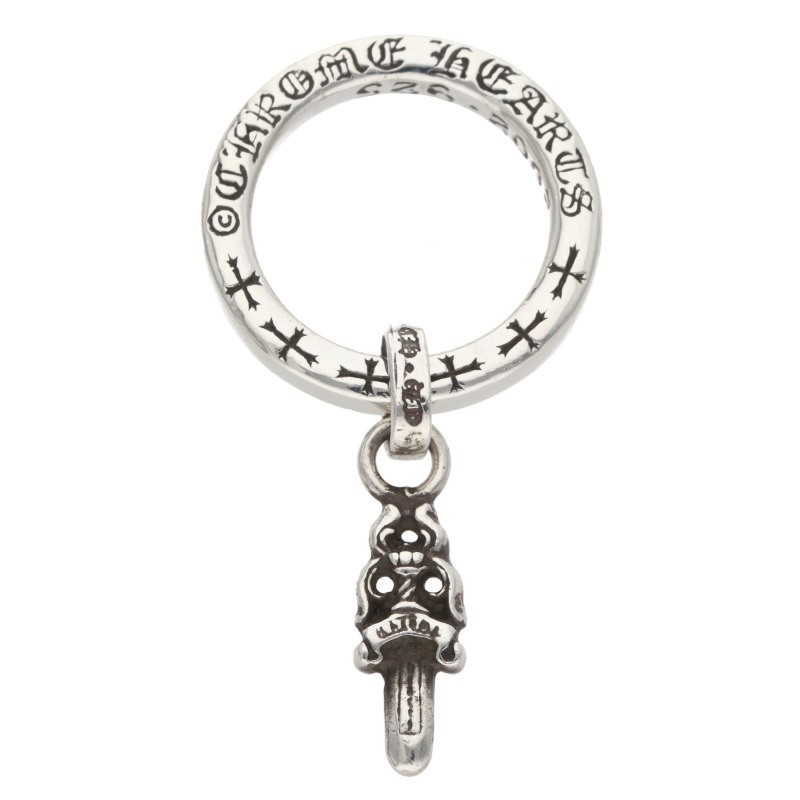 クロムハーツ Chrome Hearts 大いさ:6号  NTFL W NTFL wダガーモチーフ しろがね色輪っか(しろがね色 4.94g)【313062】【SS07】【小物】【中古】bb76#rinkan*B