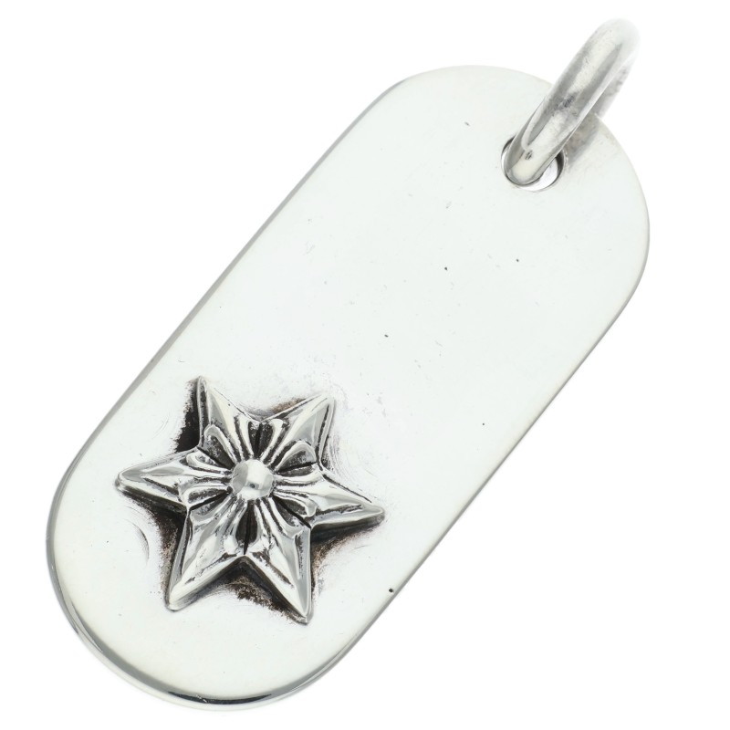 クロムハーツ Chrome Hearts   RAISED STAR DOGTAG レイズドスタードッグタグ しろがね色首飾りとっ始め(しろがね色 21.06g)【613062】【NO05】【小物】【中古】bb209#rinkan*B