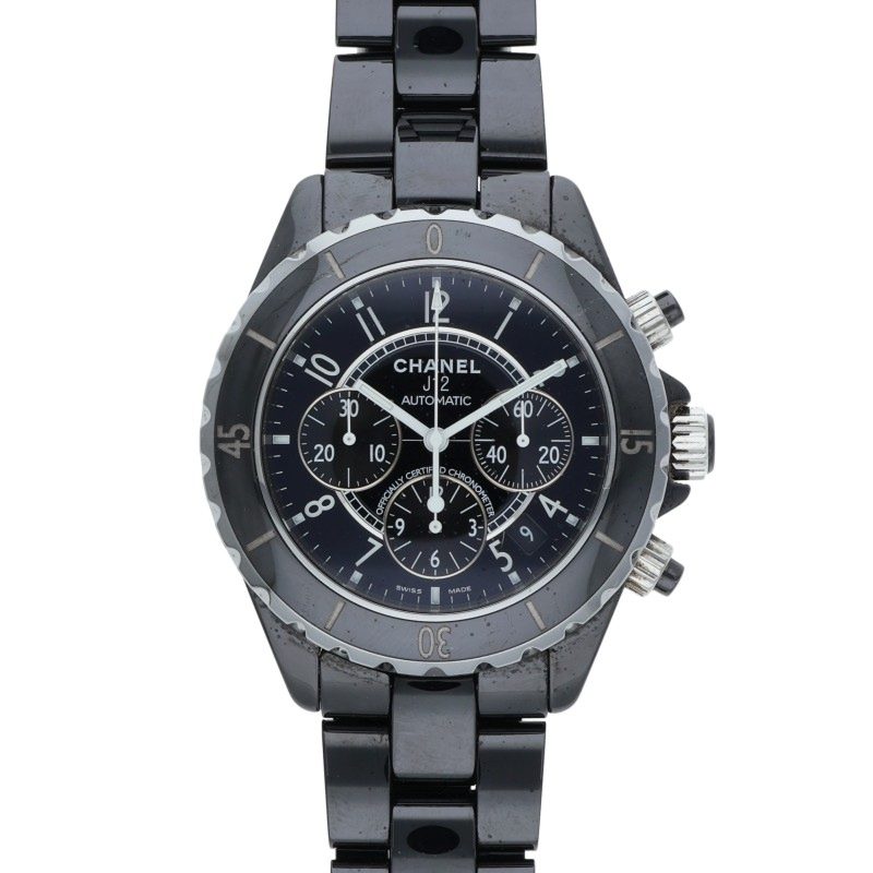 シャネル CHANEL 大きさ:42粍  J12 H0939 ブラックセラミッククロノグラフウォッチ(黒いこと)【306062】【SB01】【小物】【中古】bb344#rinkan*B