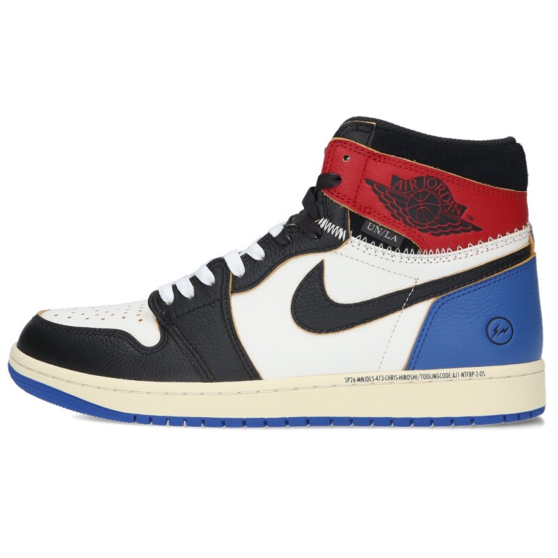 ナイキ NIKE ×フラグメントデザイン fragment design 大きさ:28糎  AIR JORDAN 1 HIGH RETRO OG IO7847-002 エアジョーダン1レトロ 御機嫌 乱痴気騒ぎスニーカー(黒いこと×青色×白いこと)【413062】【BS55】【メンズ】【小物】【中古】bb18#rinkan*S