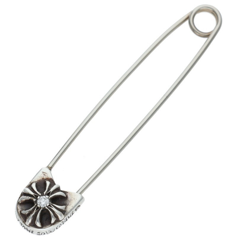 クロムハーツ Chrome Hearts   SAFETYPIN LG 1DIA ラージセーフティピン 1金剛石 しろがね色首飾りいの一番(しろがね色×せつ然たる 4.18g)【105062】【HJ12】【小物】【中古】bb92#rinkan*B