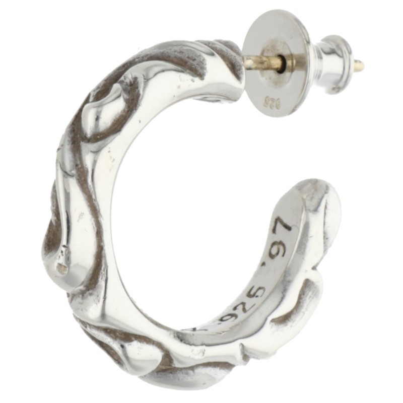 クロムハーツ Chrome Hearts   HOOP SCROOL 1 スクロールフープ しろがね色ピアス(しろがね色 3.93g)【023062】【FK04】【小物】【中古】bb411#rinkan*B