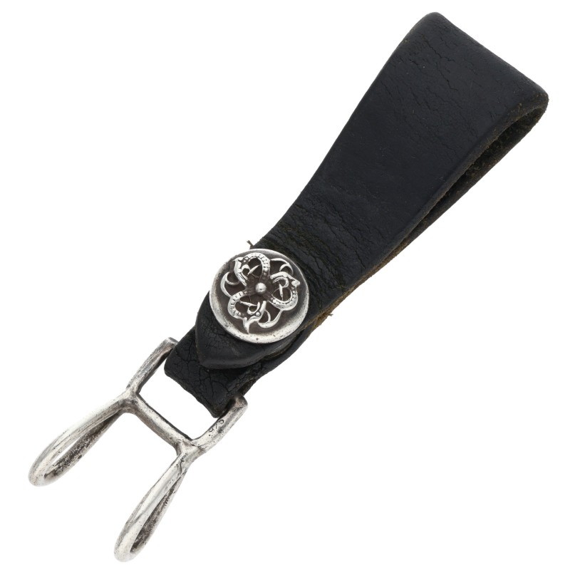 クロムハーツ Chrome Hearts BELT LOOP フローラルボタンレザーベルトループ(ブラック×シルバー 23.15g)【213062】【SJ02】【小物】【中古】bb412#rinkan*B |RINKAN