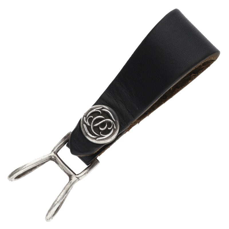 クロムハーツ Chrome Hearts　 BELT LOOP ケルティックボールボタンレザーベルトループ(ブラック&times;シルバー 23.29g)【213062】【SJ02】【小物】【中古】bb412#rinkan*B ｜RINKAN