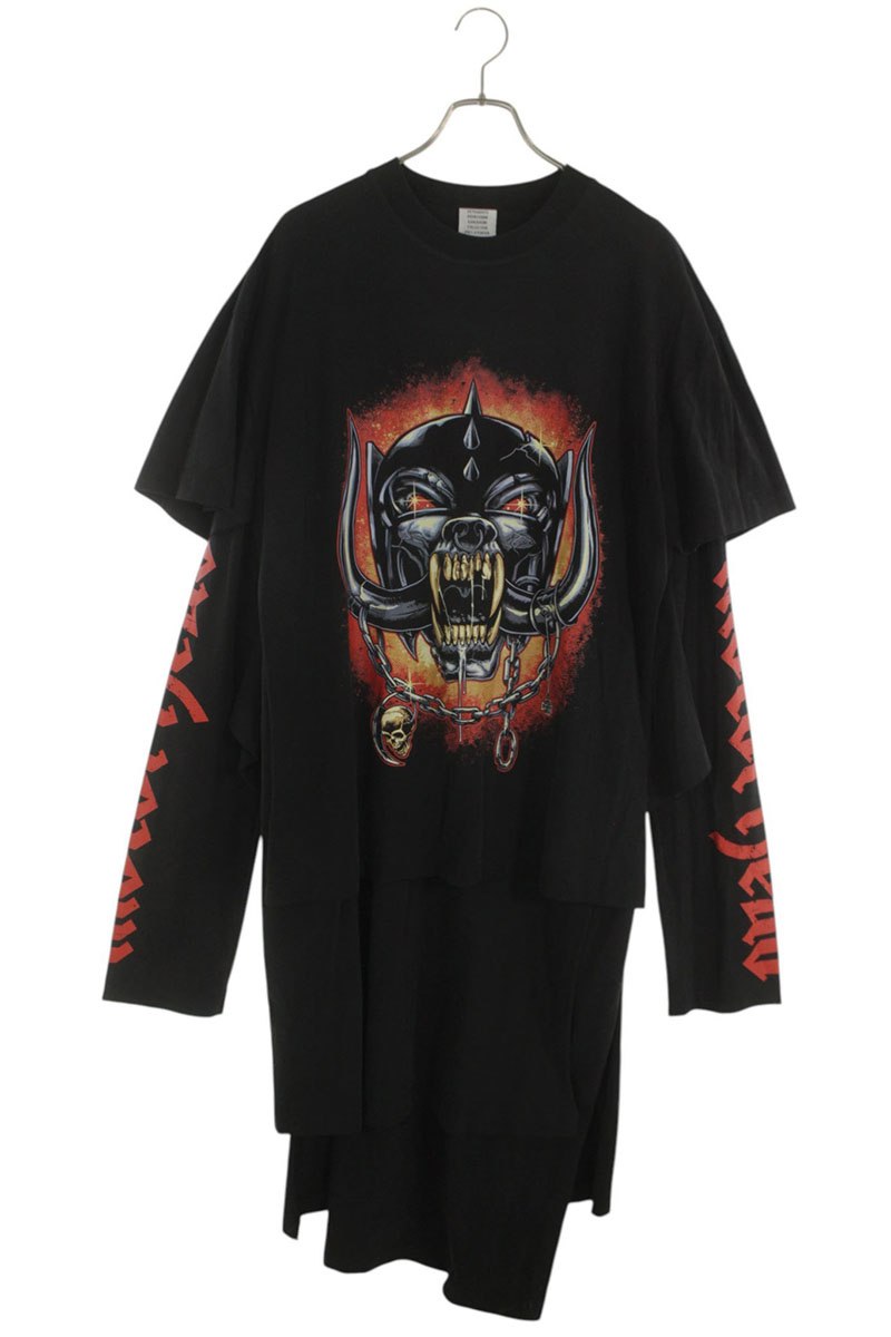 ヴェトモン VETEMENTS　 サイズ:XS WE64DR430B レイヤードドレスバンドTシャツ長袖カットソー(ブラック)【013062】【OM10】【メンズ】【中古】bb33#rinkan*B