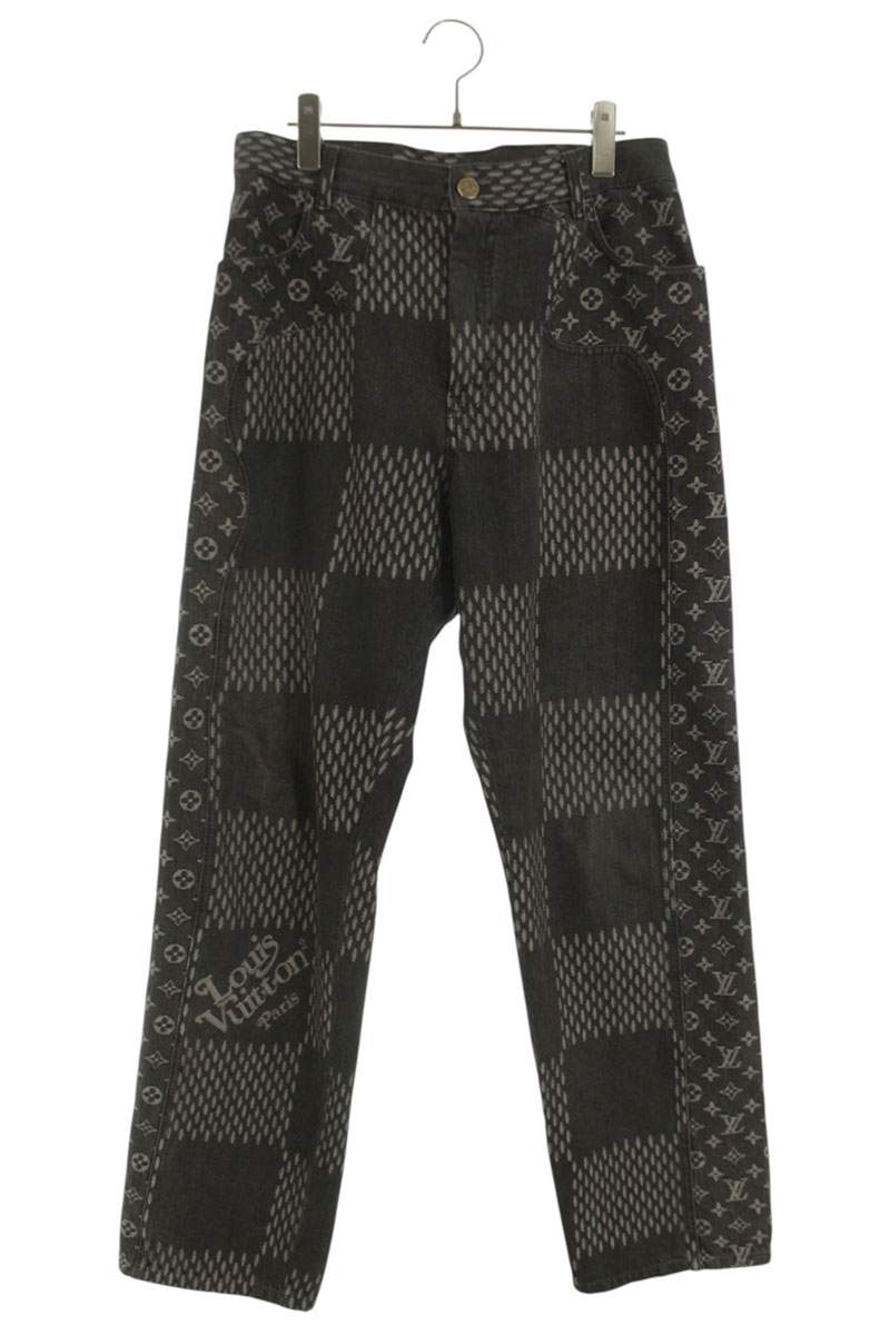 ルイヴィトン LOUISVUITTON サイズ:34 20AW RM202M UZC HJD11W ×NIGOジャイアントダミエウェーブモノグラムデニムパンツ(ブラック調)【903062】【SB01】【メンズ】【中古】bb380#rinkan*B|RINKAN