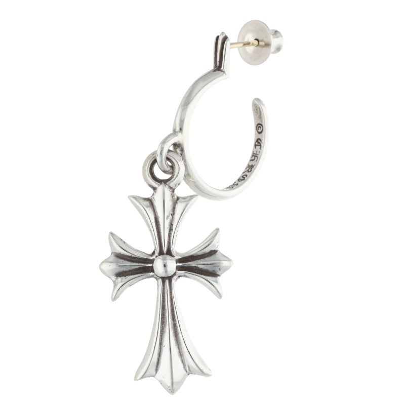 クロムハーツ Chrome Hearts   TINY CH CROSS タイニーCHはりつけ台フープ しろがね色ピアス(しろがね色 5.34g)【413062】【聞き入れる15】【小物】【中古】bb450#rinkan*B