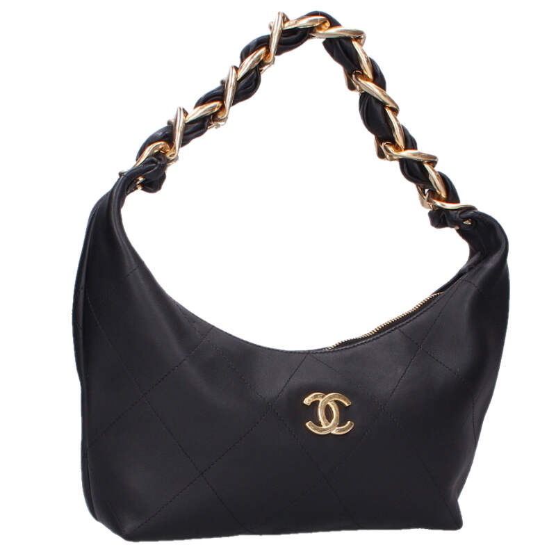 シャネル CHANEL　 マトラッセ チェーンハンドルホーボーハンドバッグ(ブラック×ゴールド)【313062】【OM10】【小物】【中古】bb428#rinkan*B