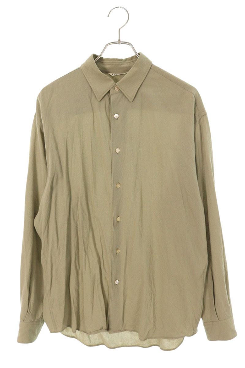 オーラリー AURALEE　サイズ:4 23SS A23SS02WV HARD TWIST WOOL VIYELLA SHIRT ハードツイストウール長袖シャツ(カーキ調)【213062】【BS99】【メンズ】【中古】bb328#rinkan*B｜RINKAN