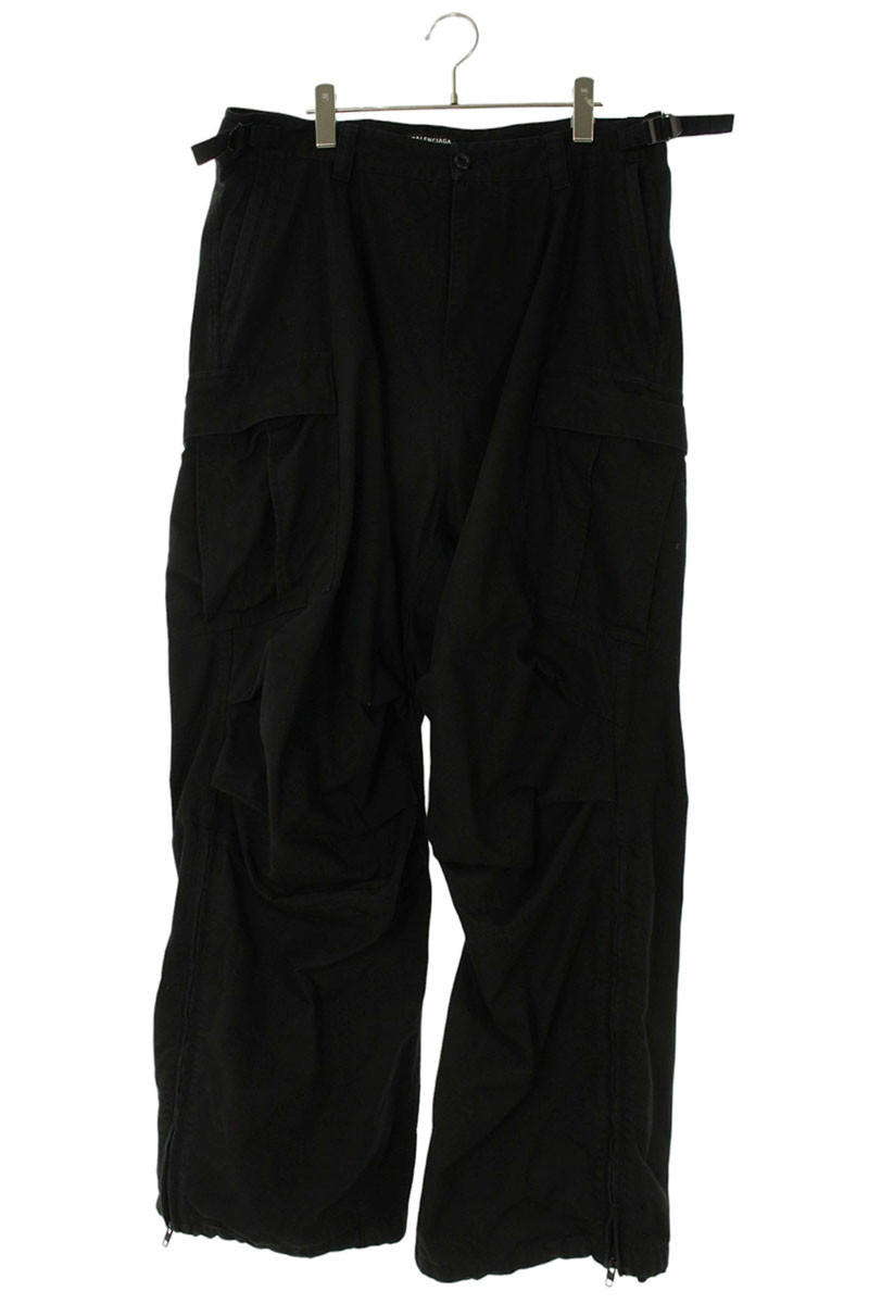 バレンシアガ BALENCIAGA　 サイズ:48 704704 TKP27 裾ジッププルカーゴロングパンツ(ブラック)【313062】【SB01】【メンズ】【中古】bb380#rinkan*B