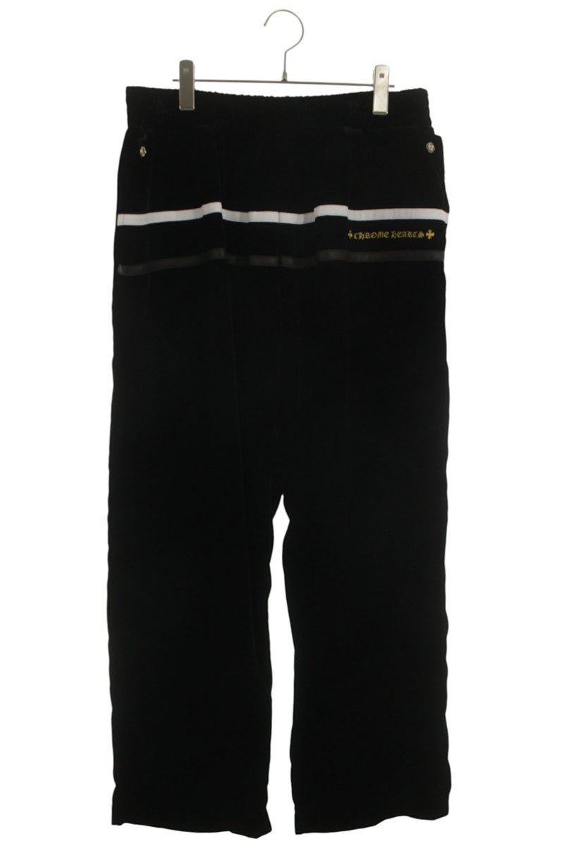 クロムハーツ Chrome Hearts 大いさ:XL ロゴタイプ刺しゅうベロアトラックロングパンツ(黒いこと)【013062】【SJ02】【メンズ】【中古】bb396#rinkan*S