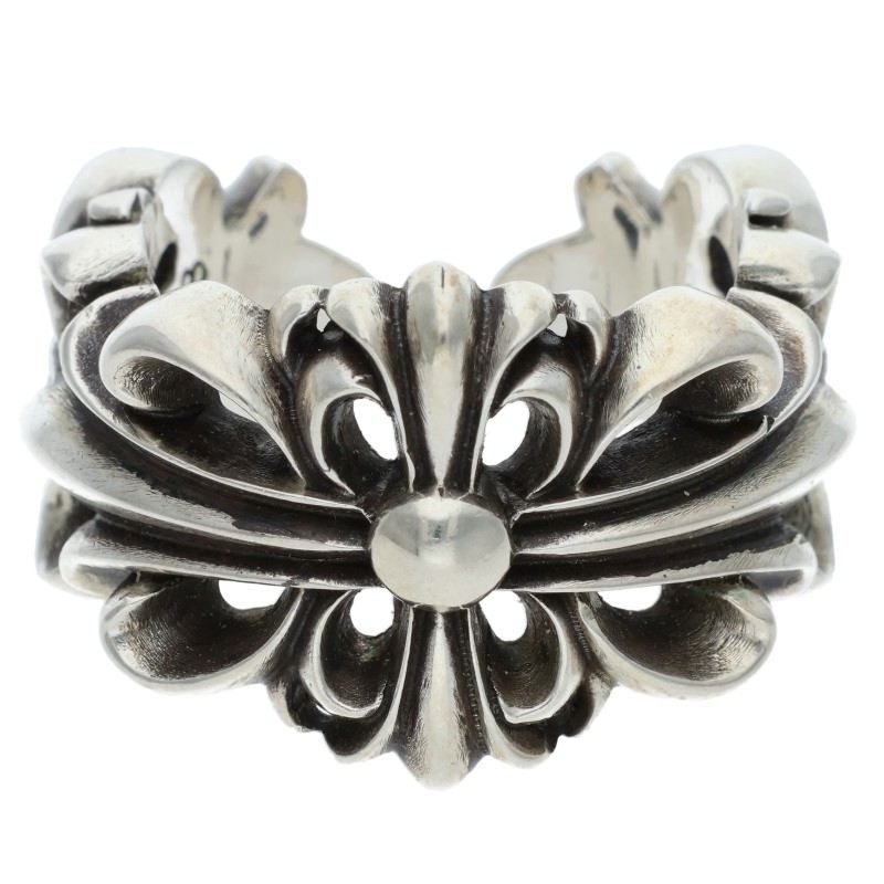 クロムハーツ Chrome Hearts 大いさ:22.5号  DBL FLRL CRS ダブルフローラルクロス しろがね色輪っか(しろがね色 21.97g)【213062】【SS07】【小物】【中古】bb134#rinkan*S