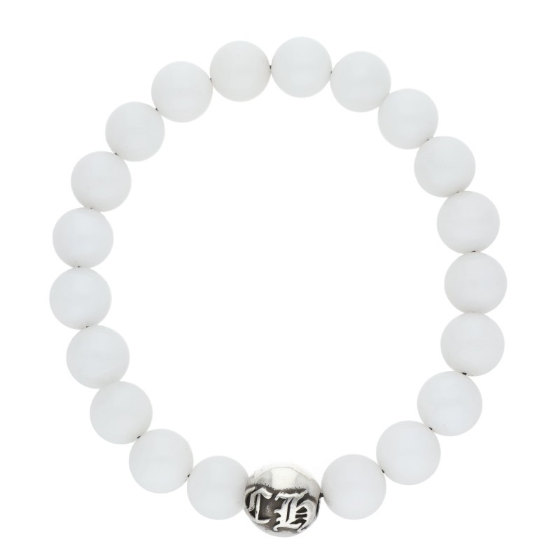クロムハーツ Chrome Hearts　サイズ:10ｍｍ 10mm BEAD 10mmビーズブレス ビーズシルバーブレスレット(ホワイト&times;シルバー 総重量36.13g)【513062】【SJ02】【小物】【中古】bb17#rinkan*B ｜RINKAN