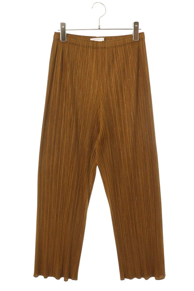 筋目プリーズ PLEATS PLEASE 大きさ:2  PP43-JF146 プリーツロングパンツ(赤銅色)【213062】【BS99】【レディース】【中古】bb187#rinkan*B