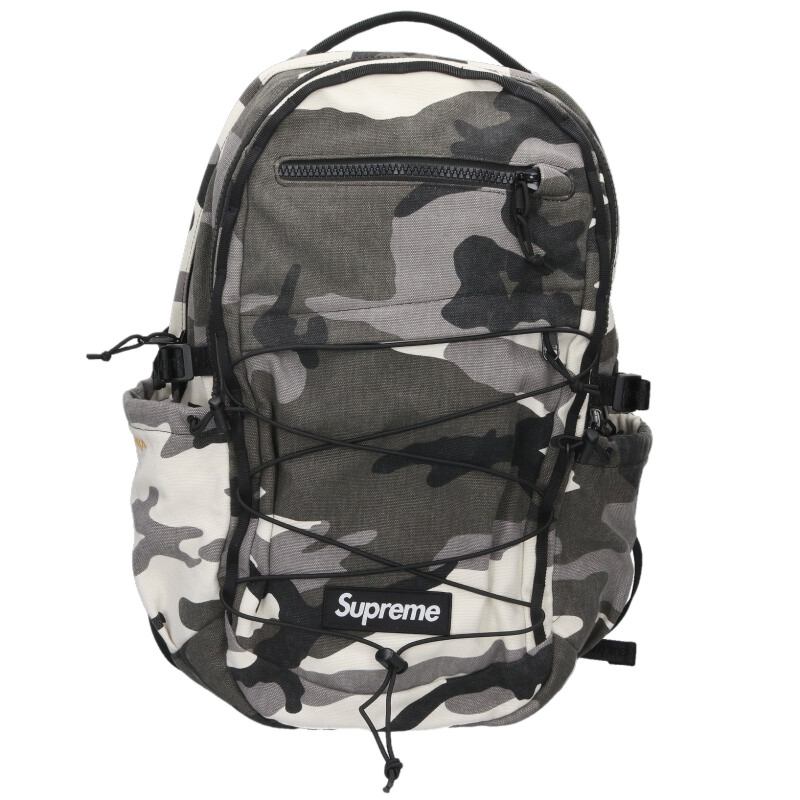 シュプリーム SUPREME   Backpack Snow Camo カモ総柄 ロゴバックパック(ブラック×ホワイト×グレー)【304062】【BS99】【小物】【中古】bb459#rinkan*B