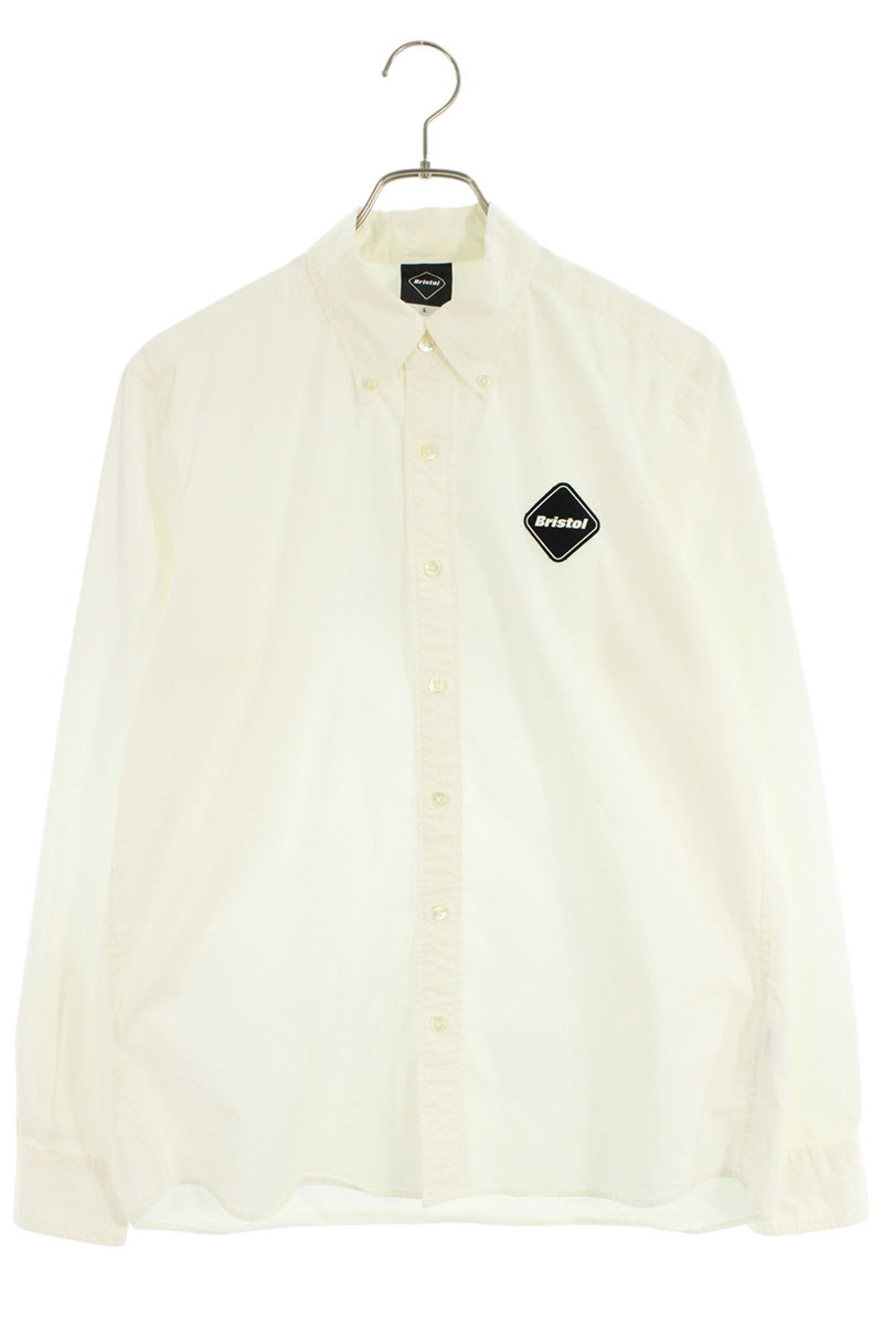 エフシーアールビー F.C.R.B.　 サイズ:L COOLMAX EMBLEM B.D SHIRT FCRB-210072 エンブレムロゴワッペン長袖シャツ(ホワイト)【213062】【BS99】【メンズ】【中古】bb297#rinkan*B