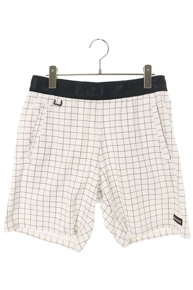 エフシーアールビー F.C.R.B. サイズ:S  FCRB-210055 RELAX FIT SHORTS チェック柄リラックスフィットショートパンツ(ホワイト×ブラック)【413062】【BS99】【メンズ】【中古】bb51#rinkan*B