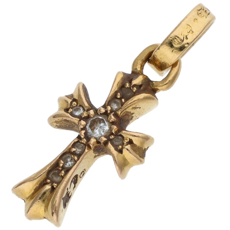 クロムハーツ Chrome Hearts   22K CRS BBYFAT P DMND ベイビーファット PAVE金剛石 惹きつける ゴールド首飾りいの一番(黄色ゴールド×せつ然たる 3.13g)【213062】【SJ02】【小物】【中古】bb412#rinkan*B