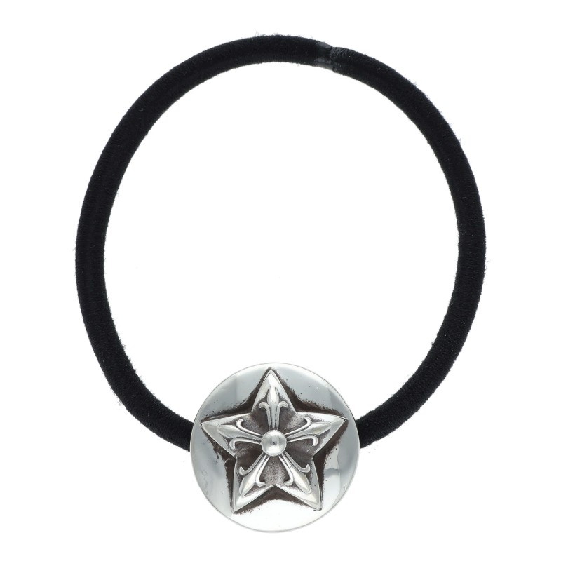 クロムハーツ Chrome Hearts   HAIRBAND スターボタンヘアゴム シルバーコンチョ(しろがね色 17.16g)【813062】【GZ11】【小物】【中古】bb389#rinkan*B