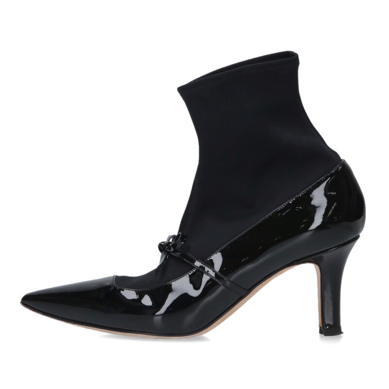 マノロブラニク MANOLO BLAHNIK サイズ:36.5 APOONKLE ポインテッドトゥパテントヒールアンクルブーツ(ブラック)【223062】【BS99】【レディース】【小物】【中古】bb30#rinkan*B|RINKAN