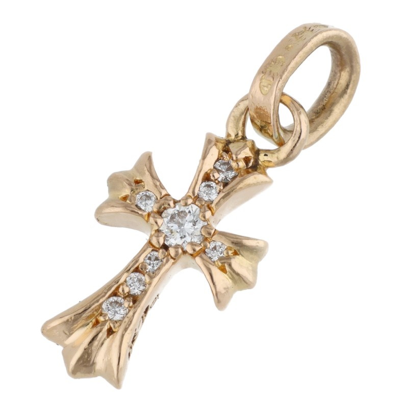 クロムハーツ Chrome Hearts　 22K CRS BBYFAT P DMND ベイビーファット PAVEダイヤ チャーム ゴールドネックレストップ(イエローゴールド×クリア 3.25g)【713062】【GZ11】【小物】【中古】bb297#rinkan*B