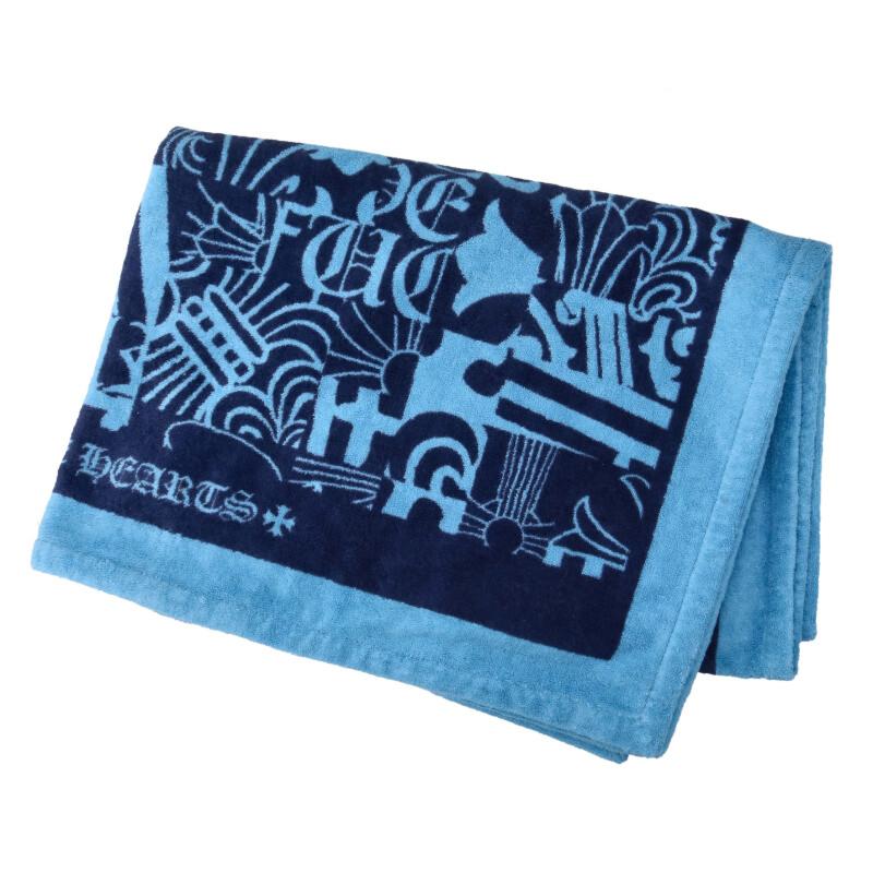 クロムハーツ Chrome Hearts　 総柄ビーチタオル(ブルー)【313062】【SJ02】【小物】【中古】bb420#rinkan*B