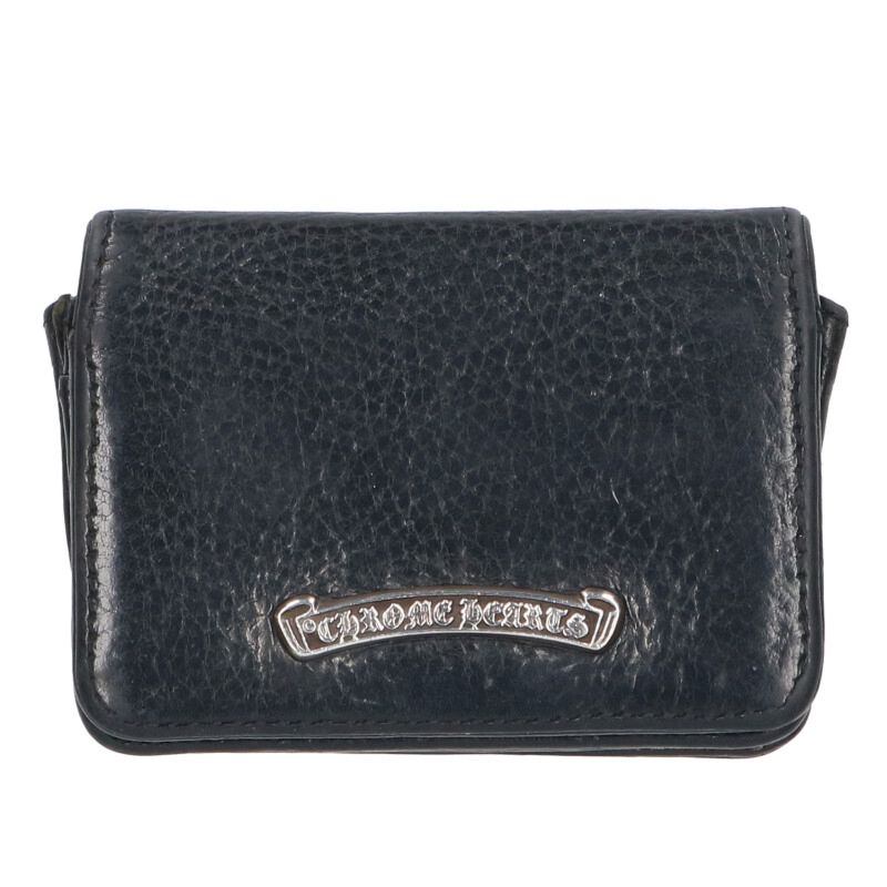 クロムハーツ Chrome Hearts   CRD CSE3PKTWDV1 アーチロゴプレート3ポケットレザーカードケース(黒いこと×しろがね色)【413062】【NO05】【小物】【中古】bb413#rinkan*B