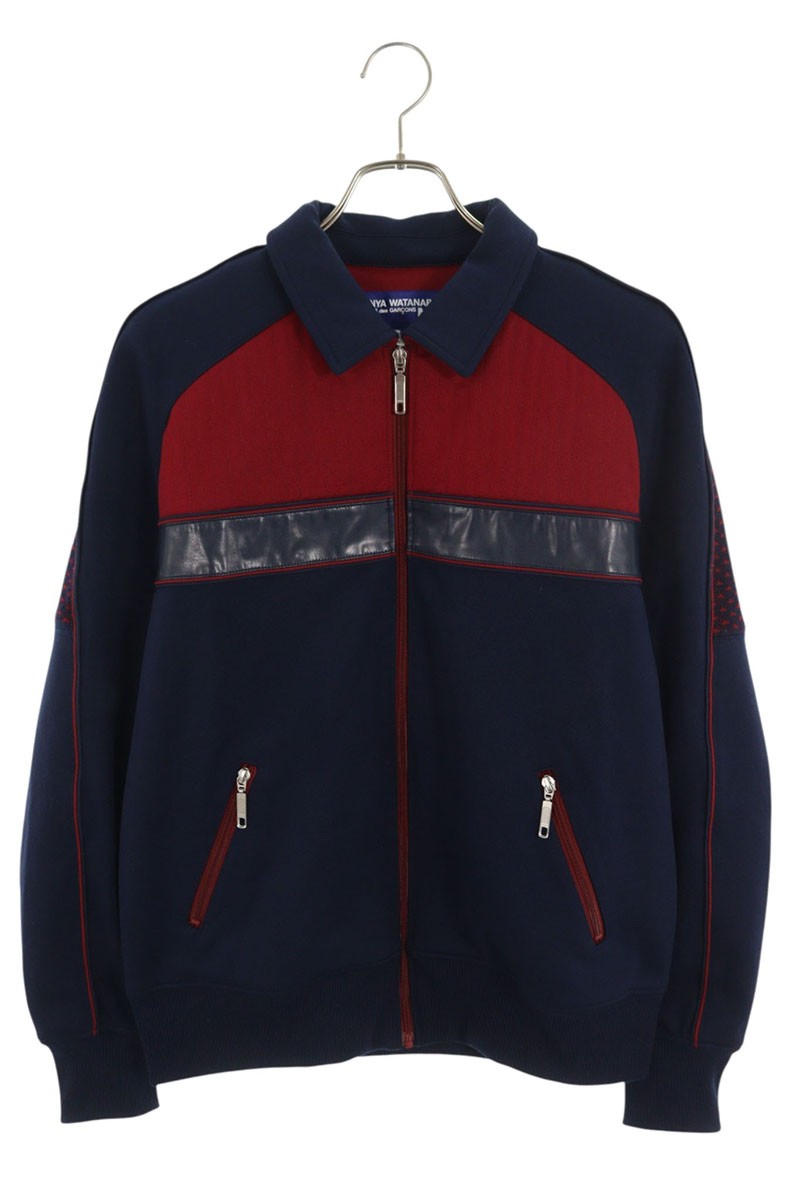 コムデギャルソンジュンヤワタナベマン COMME des GARCONS JUNYA WATANABE MAN サイズ:L WT-T001 AD2017異素材切替トラックジャケットブルゾン(ネイビー)【513062】【BS99】【メンズ】【中古】bb51#rinkan*B