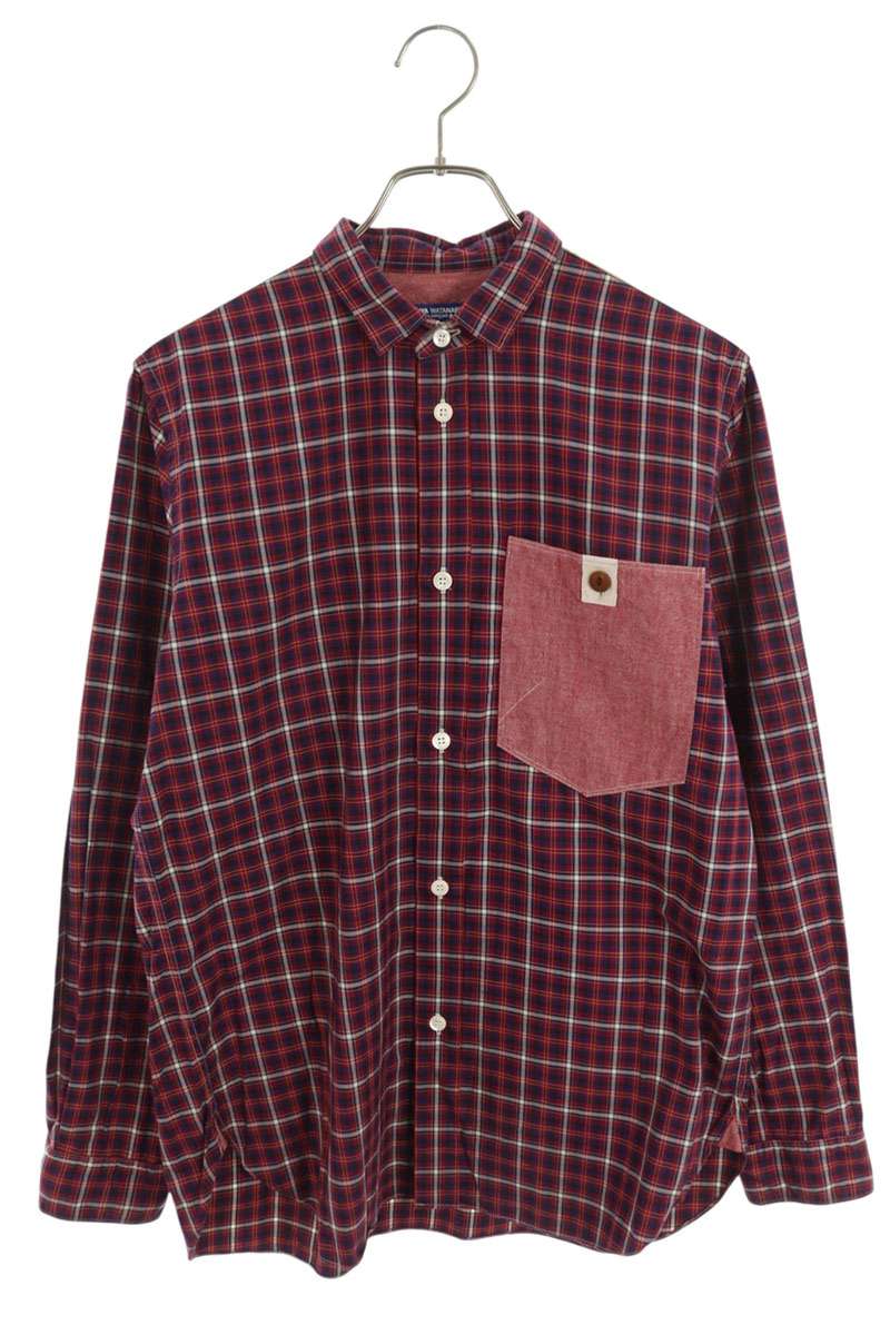 コムデギャルソンジュンヤワタナベマン COMME des GARCONS JUNYA WATANABE MAN　 サイズ:M WI-B005 AD2011チェック柄再構築長袖シャツ(レッド)【513062】【BS99】【メンズ】【中古】bb51#rinkan*B