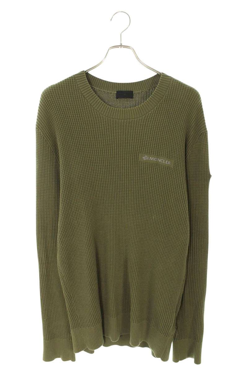モンクレール MONCLER　 サイズ:XL I20919C00007 ロゴワッペンニット(カーキ)【813062】【OM10】【メンズ】【中古】bb334#rinkan*B