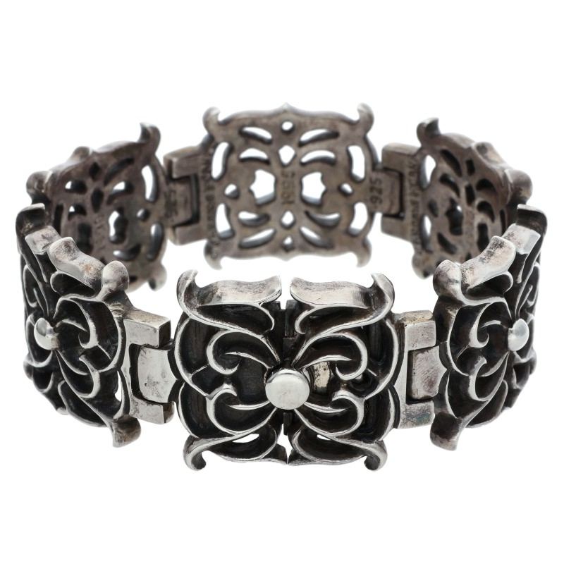 クロムハーツ Chrome Hearts 大きさ:5LINK  WIDE SPIDER LINK ワイドスパイダーリンク しろがね色腕輪(しろがね色 143.3g)【513062】【SS07】【小物】【中古】bb379#rinkan*C
