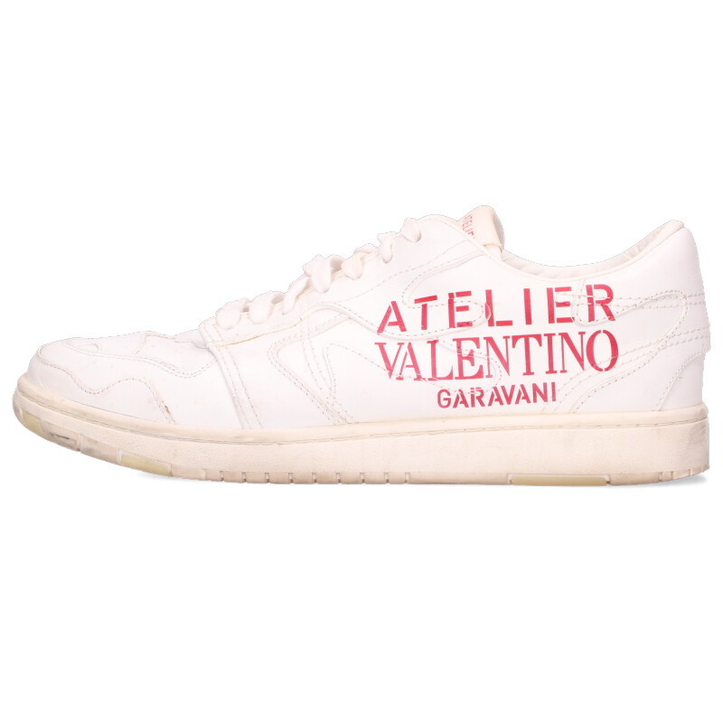ヴァレンティノ VALENTINO　 サイズ:40 アトリエロゴプリントローカットスニーカー(ホワイト)【223062】【BS99】【メンズ】【小物】【中古】bb326#rinkan*B