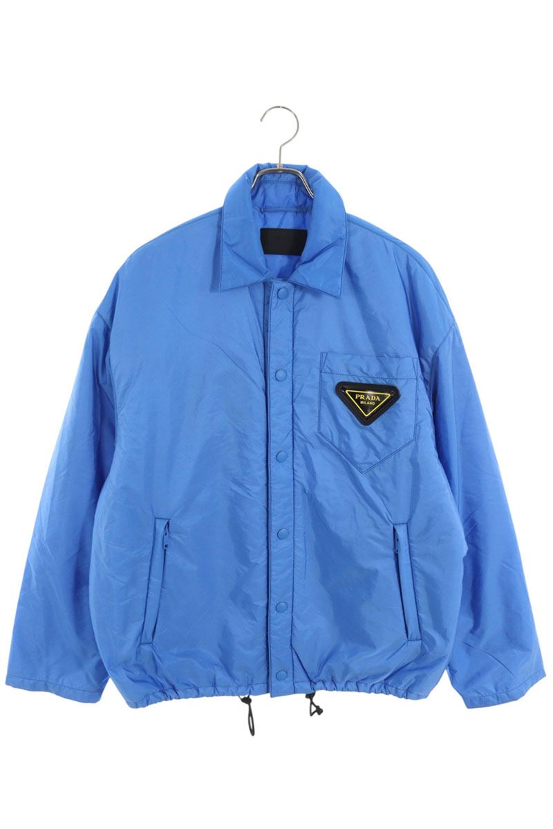 プラダ PRADA サイズ:L ラバーロゴナイロンブルゾン(ブルー)【613062】【SB01】【メンズ】【中古】bb429#rinkan*B