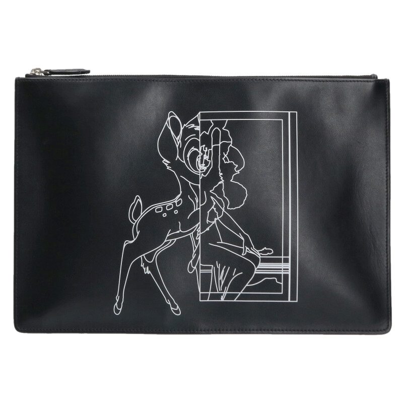 ジバンシィ GIVENCHY キャラクタープリントクラッチバッグ(ブラック)【404062】【BS99】【小物】【中古】bb426#rinkan*B|RINKAN