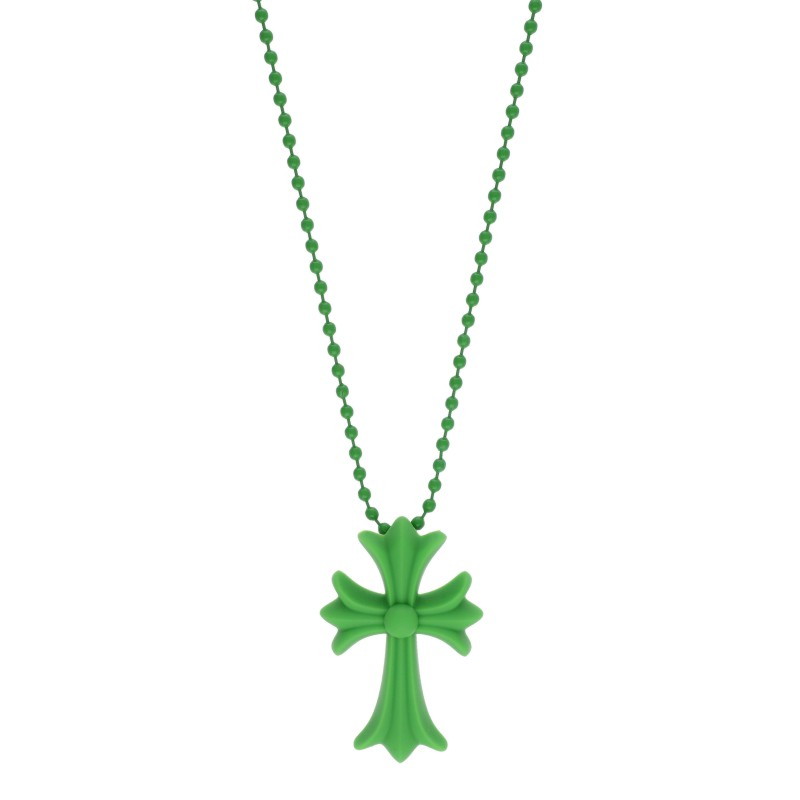 クロムハーツ Chrome Hearts   RUBBER CH CRS SML 天然ゴムスモールCH差し交わす 天然ゴム首飾り(緑であること 総掛け目8.43g)【813062】【SS07】【小物】【中古】bb134#rinkan*S