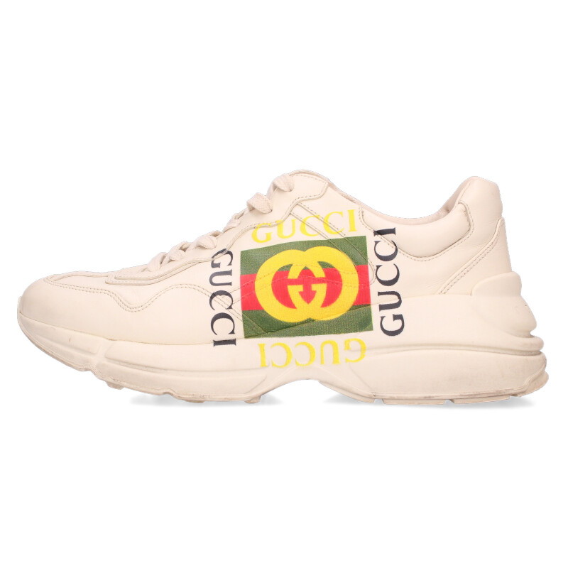 グッチ GUCCI 大きさ:8  RYTHON 500878 GGロゴプリントライトンダッドスニーカー(象牙色)【723062】【BS99】【メンズ】【小物】【中古】bb223#rinkan*B
