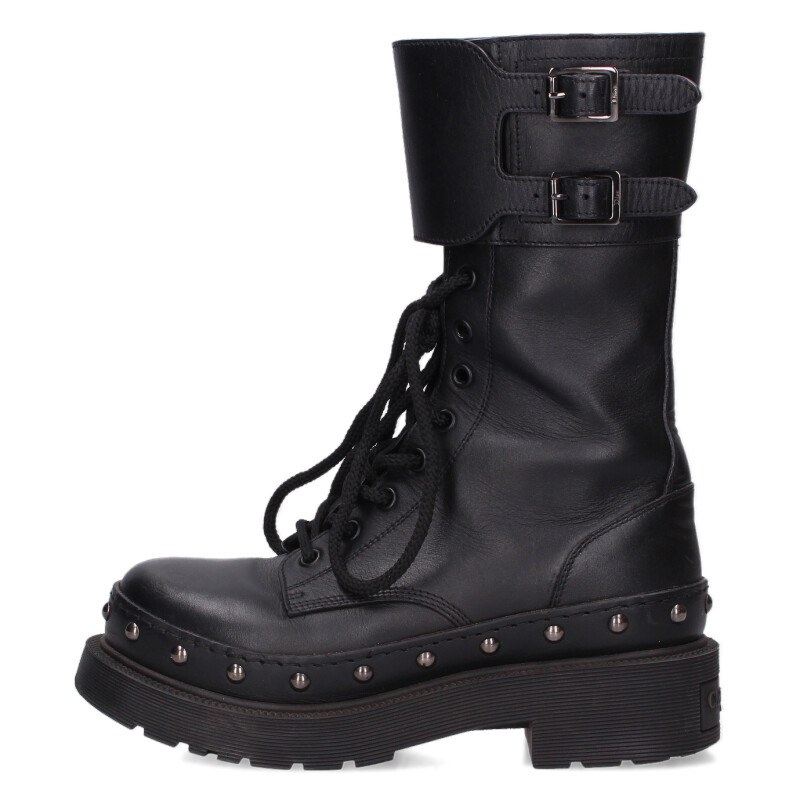 ディオール Christian Dior 大きさ:36.5 カーフスキンブーツ(黒いこと)【323062】【BS99】【レディース】【小物】【中古】bb132#rinkan*B