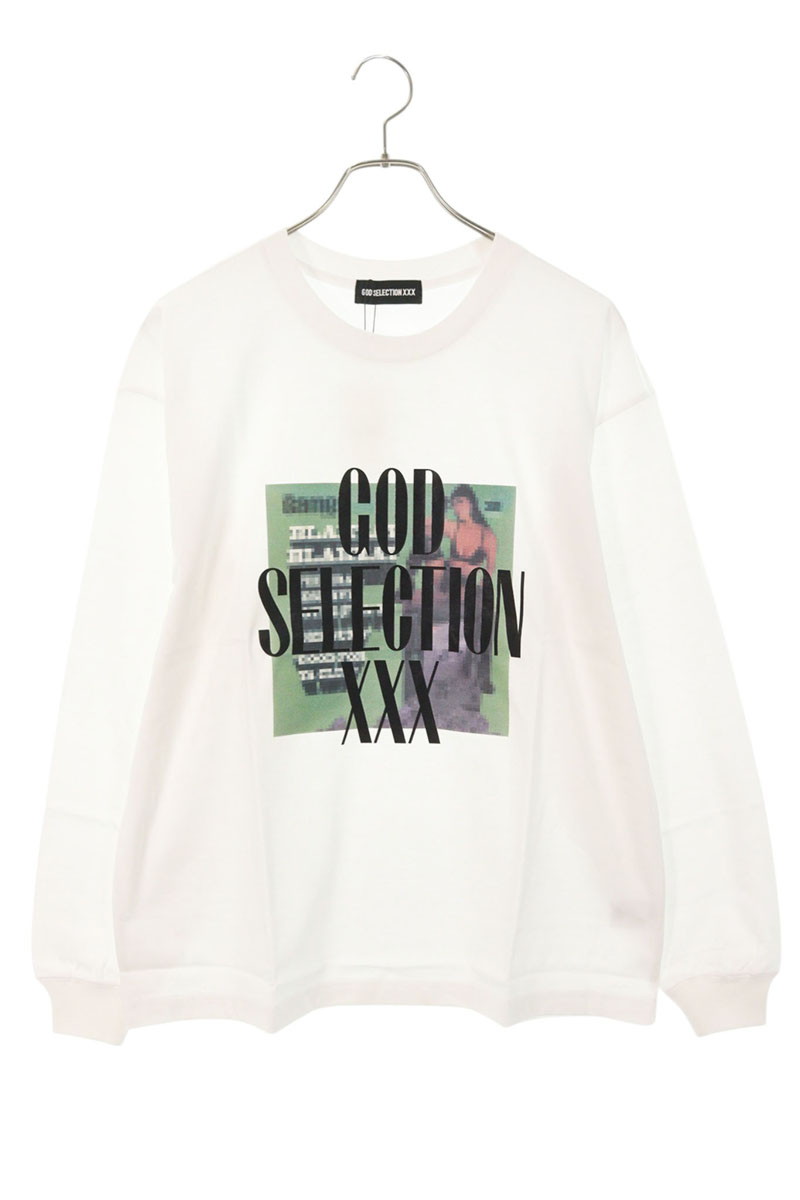 ゴッドセレクショントリプルエックス GOD SELECTION XXX 大いさ:XL  GX-A25-LT-09 映し絵刷り上げる長袖カットソー(白いこと)【205062】【BS99】【メンズ】【中古】bb18#rinkan*S メンズファッション-トップス-Tシャツ・カットソー